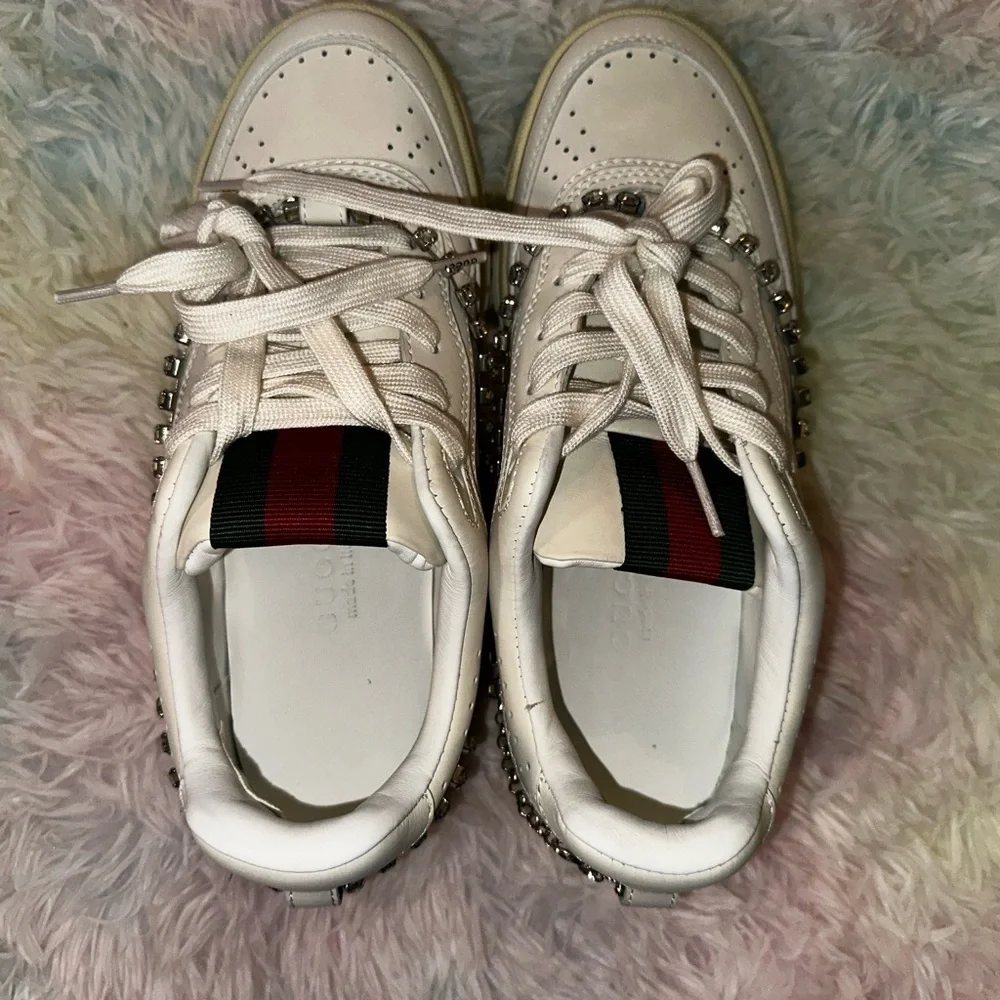 New Gucci Re-Web Crystal Chain Sneakers Size 38 - Picture 6 of 14